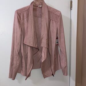 Beautiful drape front faux suede jacket